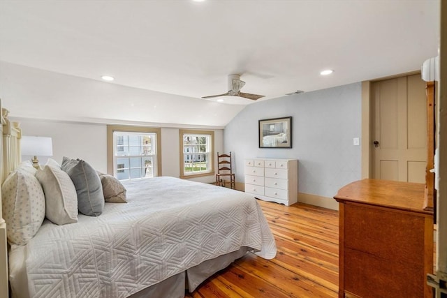 228 Main St, Groton, MA 01450 - bedroom with light wood finished floors, baseboards, a ceiling fan, and recessed lighting