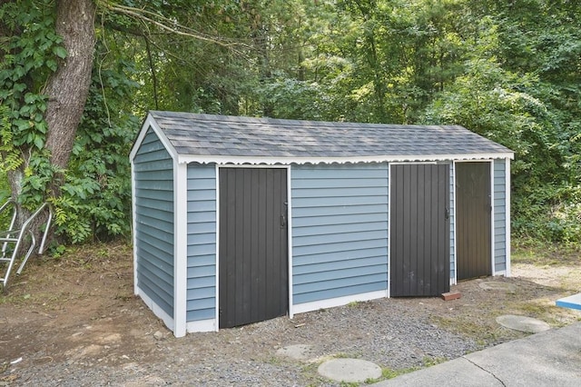 view of shed