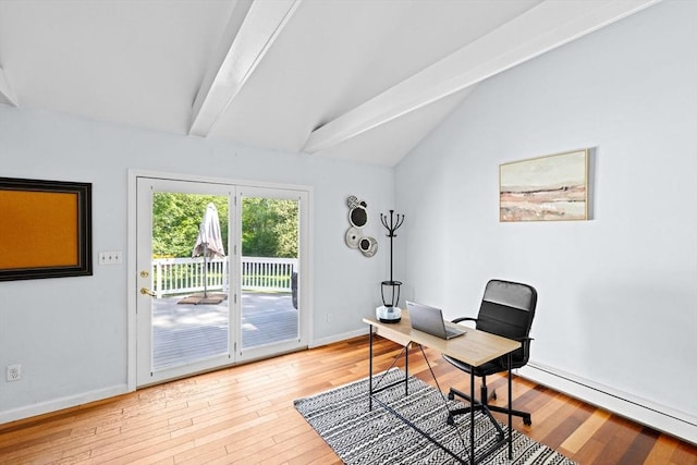 59 First Parish Rd, Norwell, MA 02061 - office space featuring a baseboard heating unit and wood finished floors