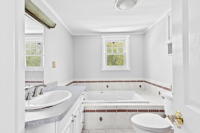 59 First Parish Rd, Norwell, MA 02061 - bathroom with a bath, healthy amount of natural light, vanity, and tile patterned flooring