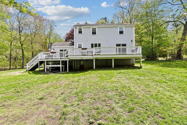59 First Parish Rd, Norwell, MA 02061 - back of house with a deck, stairs, and a yard