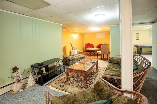 136 Maryland Ave, Somerset, MA 02726 - carpeted living area featuring a drop ceiling