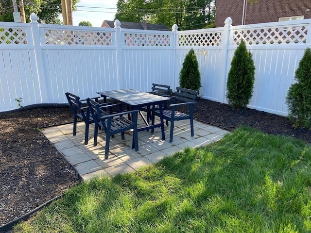 135-137 Summer St, Waltham, MA 02452 - view of patio featuring a fenced backyard and outdoor dining area