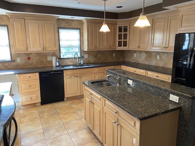 135-137 Summer St, Waltham, MA 02452 - kitchen with dishwasher, a sink, an island with sink, and light tile patterned flooring