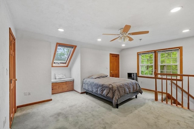 10 Oak Ridge Dr Unit 6, Maynard, MA 01754 - carpeted bedroom with a skylight, recessed lighting, baseboards, and a ceiling fan