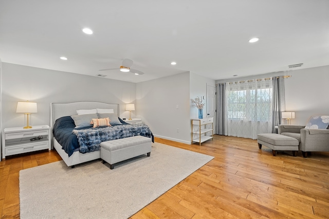 57 Hampton St, Auburn, MA 01501 - bedroom with light wood-style flooring, recessed lighting, and ceiling fan