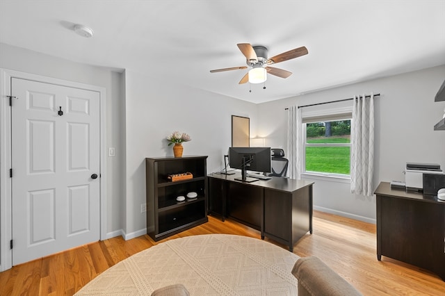 57 Hampton St, Auburn, MA 01501 - office area featuring ceiling fan and light wood finished floors
