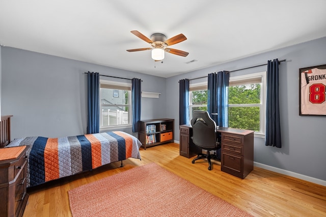 57 Hampton St, Auburn, MA 01501 - bedroom with light wood-style floors, an office area, and a ceiling fan