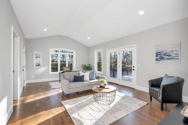 unfurnished living room with plenty of natural light and dark hardwood / wood-style flooring