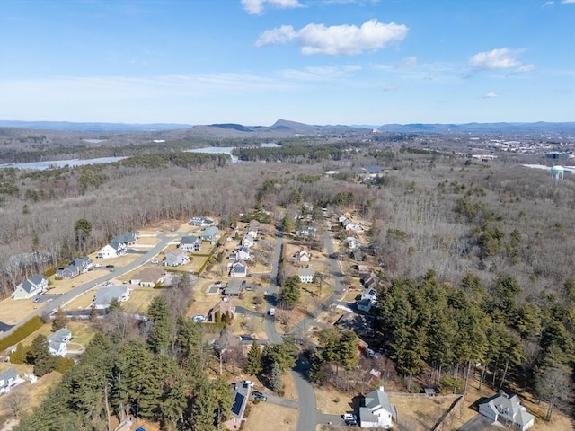 birds eye view of property with a mountain view