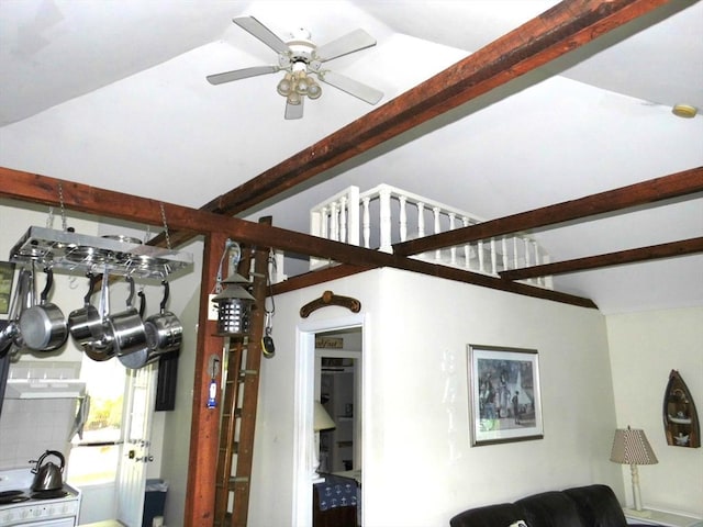 55A Millville Cir, Salem, NH 03079 - detailed view of beam ceiling and a ceiling fan
