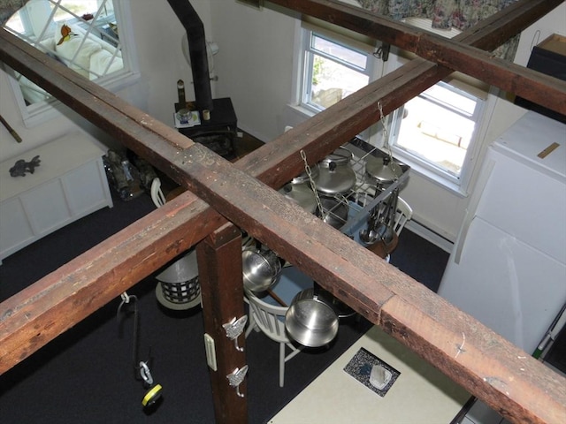 55A Millville Cir, Salem, NH 03079 - stairs with a wood stove