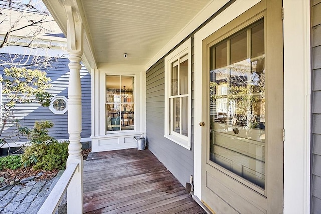 wooden deck with covered porch