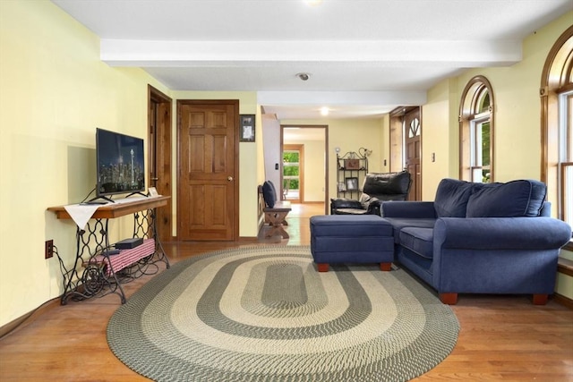 121 Liberty St, Middleton, MA 01949 - living room featuring wood finished floors and beam ceiling