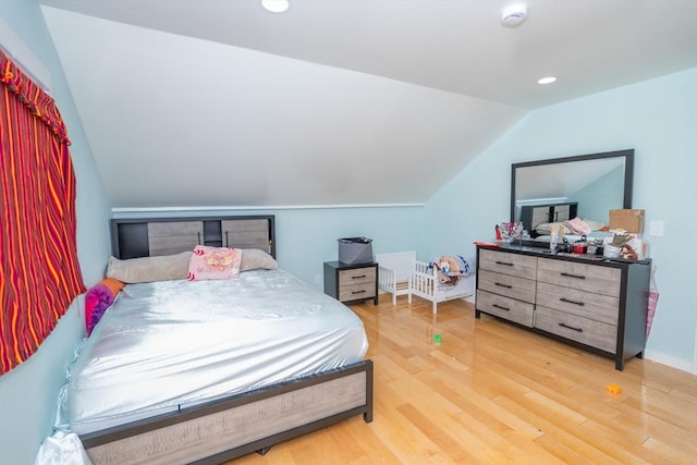 33 Williams St, New London, CT 06320 - bedroom featuring lofted ceiling, light wood-style flooring, and recessed lighting