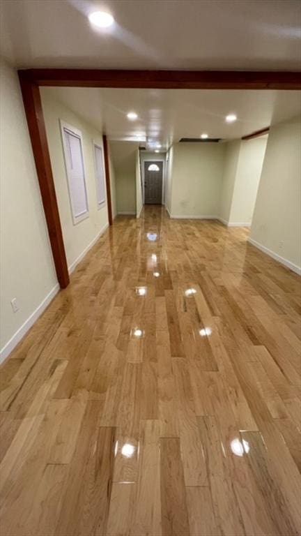 33 Williams St, New London, CT 06320 - finished below grade area with light wood-style flooring and recessed lighting