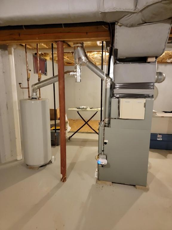 281 Rowley Bridge Rd Unit 7, Topsfield, MA 01983 - unfinished below grade area with gas water heater