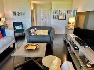 40 Village Rd Unit 606, Middleton, MA 01949 - living area featuring crown molding and dark wood-type flooring