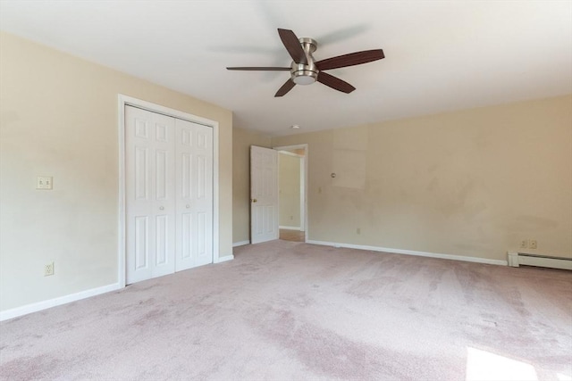 135 Main St, Blackstone, MA 01504 - unfurnished bedroom with carpet floors, a baseboard radiator, and a closet