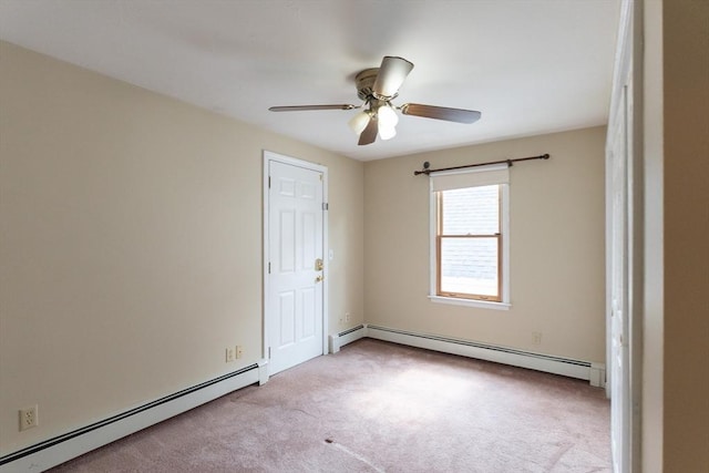 135 Main St, Blackstone, MA 01504 - empty room featuring a baseboard radiator, carpet flooring, and ceiling fan