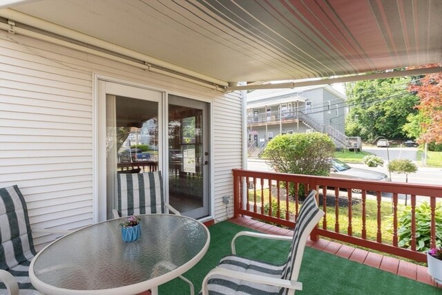 135 Main St, Blackstone, MA 01504 - wooden terrace with outdoor dining space