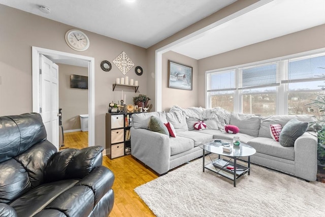 living room with light hardwood / wood-style floors