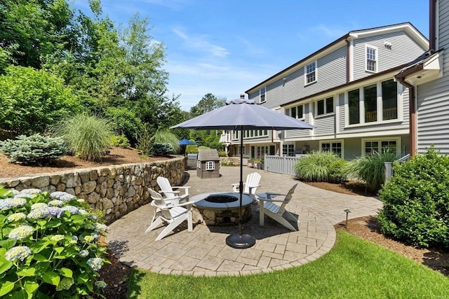 1164 Main St, Hingham, MA 02043 - view of patio / terrace with a fire pit