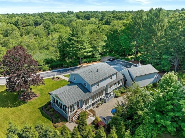 1164 Main St, Hingham, MA 02043 - view from above of property featuring a heavily wooded area