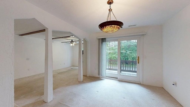 33 Cobblestone Ln Unit 33, Worcester, MA 01606 - unfurnished dining area featuring carpet and ceiling fan