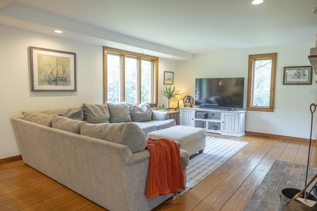 697 Rte 197, Woodstock, CT 06281 - living room featuring hardwood / wood-style flooring and recessed lighting