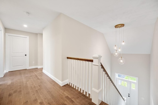 59A Mount Ave, Worcester, MA 01606 - hallway featuring an upstairs landing, wood finished floors, and baseboards