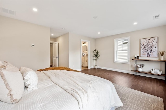 59A Mount Ave, Worcester, MA 01606 - bedroom featuring dark wood-type flooring, baseboards, recessed lighting, and ensuite bathroom