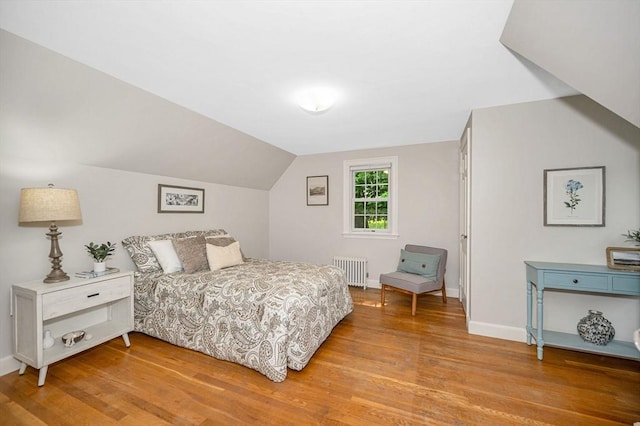 15 Eustis Ave, Wakefield, MA 01880 - bedroom with radiator, light wood-style floors, baseboards, and vaulted ceiling