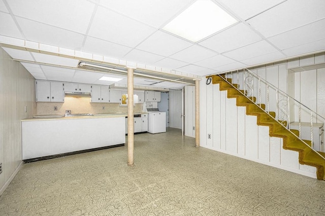 15 Eustis Ave, Wakefield, MA 01880 - finished basement with washer and dryer, stairs, and a drop ceiling