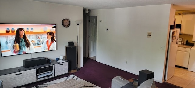 living room featuring light colored carpet