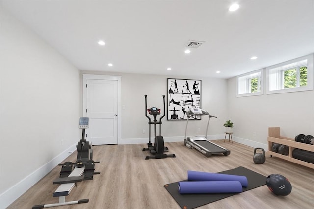 1 Beech Tree Ln, Lexington, MA 02421 - exercise area featuring wood finished floors, recessed lighting, and baseboards