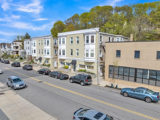 view of building exterior featuring a residential view