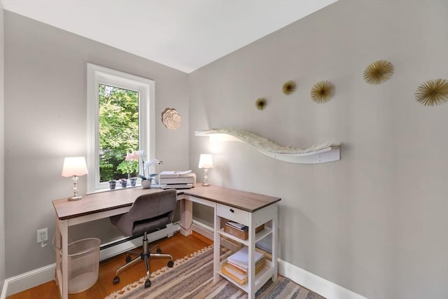24 Azalea Way, Belchertown, MA 01007 - home office featuring wood finished floors and a baseboard heating unit