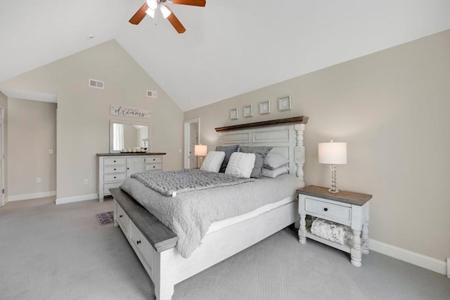 24 Azalea Way, Belchertown, MA 01007 - bedroom with light colored carpet, ceiling fan, and high vaulted ceiling