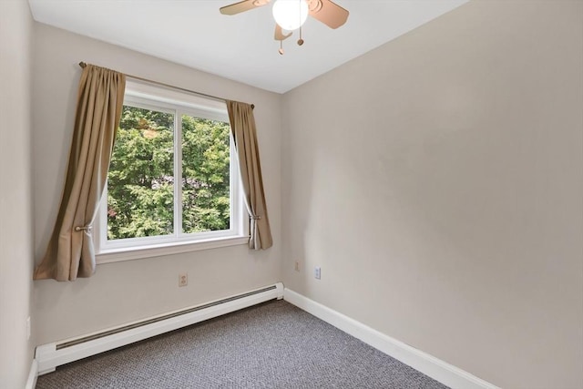 24 Azalea Way, Belchertown, MA 01007 - unfurnished room featuring a baseboard radiator, a ceiling fan, and carpet flooring