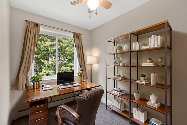 24 Azalea Way, Belchertown, MA 01007 - office space with ceiling fan and a baseboard heating unit