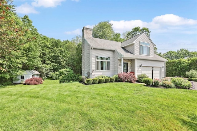24 Azalea Way, Belchertown, MA 01007 - view of front of home with a chimney, a front lawn, and roof with shingles