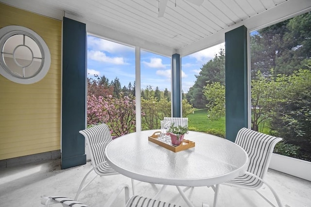 sunroom featuring plenty of natural light and concrete flooring
