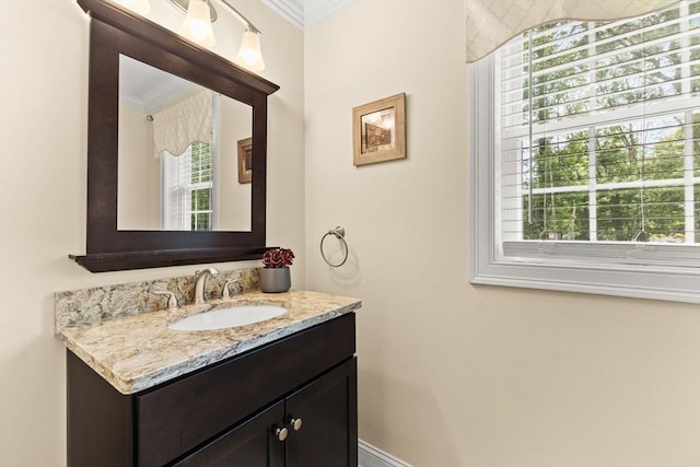 27 Nadias Way, Brockton, MA 02301 - bathroom featuring crown molding, vanity, and plenty of natural light