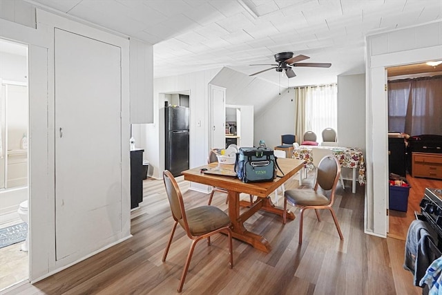 19 Chester St, Fitchburg, MA 01420 - dining space with wood finished floors, a ceiling fan, and a desk