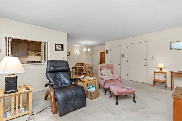 56 Jacqueline Rd Unit 12, Waltham, MA 02452 - living area featuring a chandelier and carpet floors