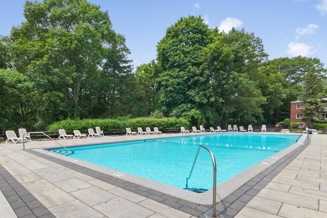 56 Jacqueline Rd Unit 12, Waltham, MA 02452 - community pool with a patio area and view of scattered trees
