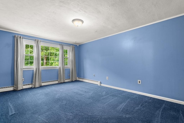 5 Ingalls Rd, Tyngsborough, MA 01879 - spare room featuring crown molding, a textured ceiling, carpet, and a baseboard heating unit