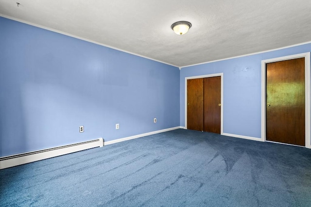 5 Ingalls Rd, Tyngsborough, MA 01879 - unfurnished bedroom with baseboard heating, ornamental molding, carpet, and a closet