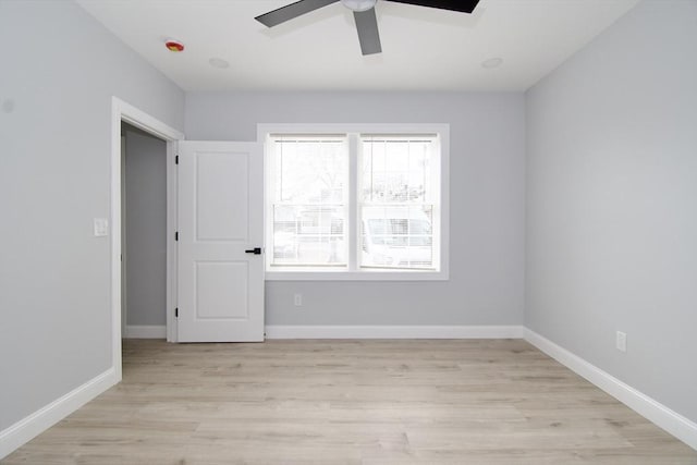 664 Mckinstry Ave, Chicopee, MA 01020 - empty room featuring ceiling fan, light wood-style flooring, and baseboards